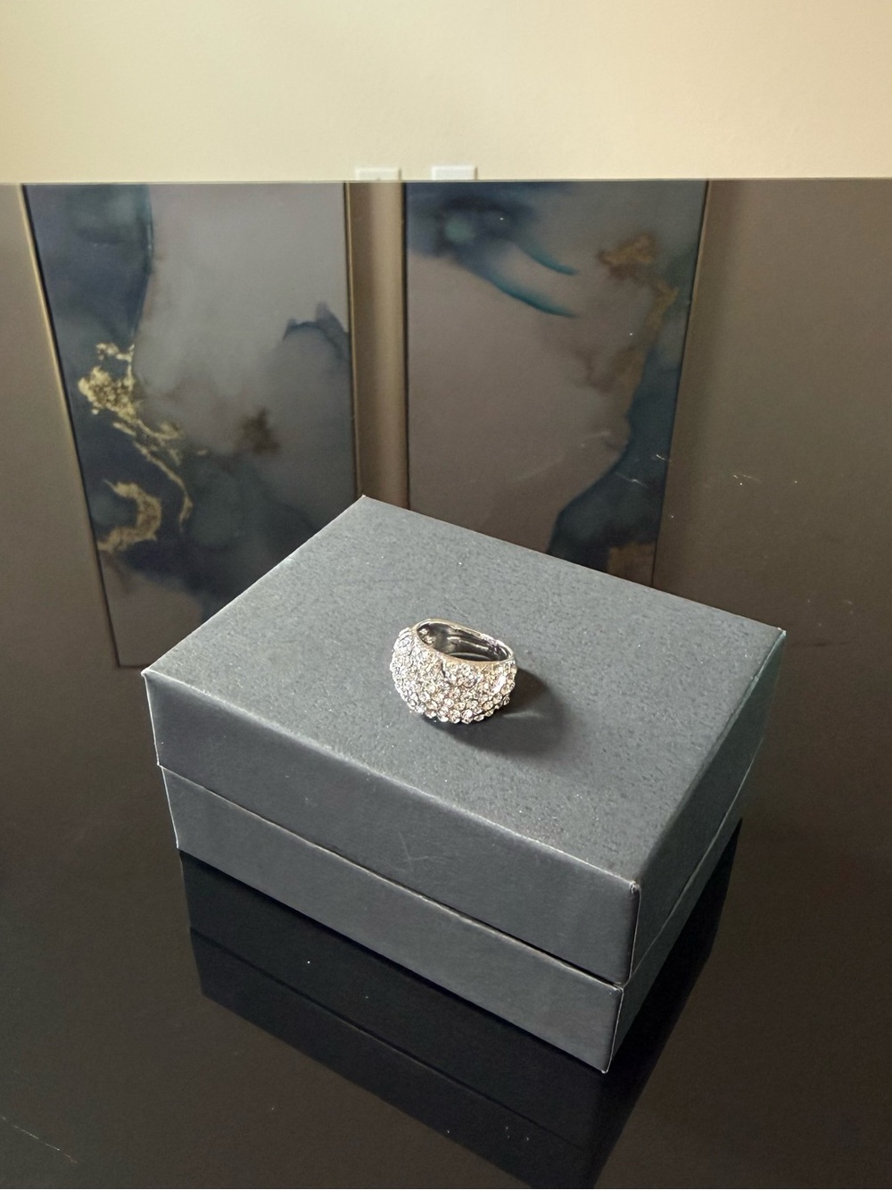 Pave Crystal Dome Statement Ring - Silver